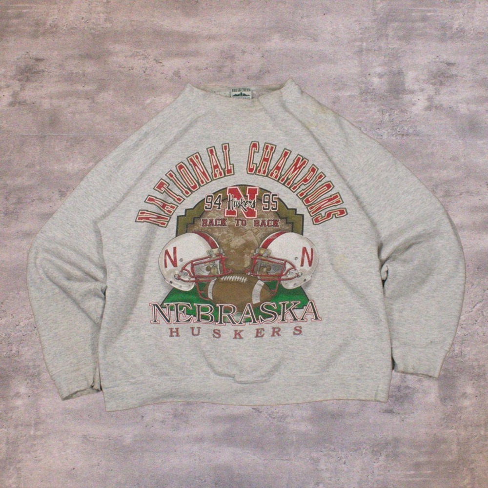 Vintage VTG 1990's 90's Nebraska National Championship Heather Grey Crewneck